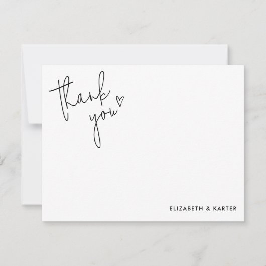 Handgeschriebene Heart Script Wedding Vielen Dank Mitteilungskarte (Vorderseite)