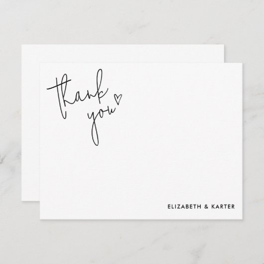 Handgeschriebene Heart Script Wedding Vielen Dank Mitteilungskarte (Vorne/Hinten)