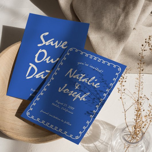 Handgeschriebene, helle Retro einzigartige moderne Save The Date