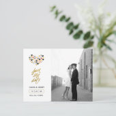 Handgeschriebene Herzen | Save the Date Postkarte (Stehend Vorderseite)