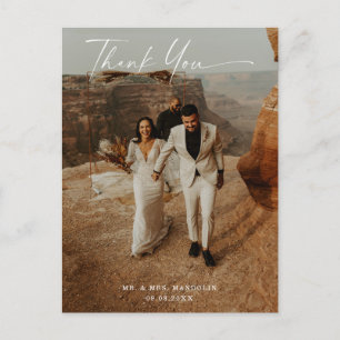 Handgeschriebene Hochzeit 2-Foto-Dankeschön  Postkarte
