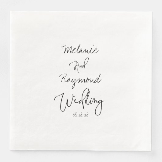 Handgeschriebene Hochzeit 8" Square Dinner Napkins Serviette (Vorderseite)