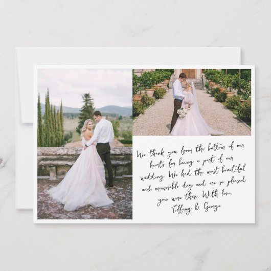 Handgeschriebene Hochzeit Danke Fotokarte (Vorderseite)