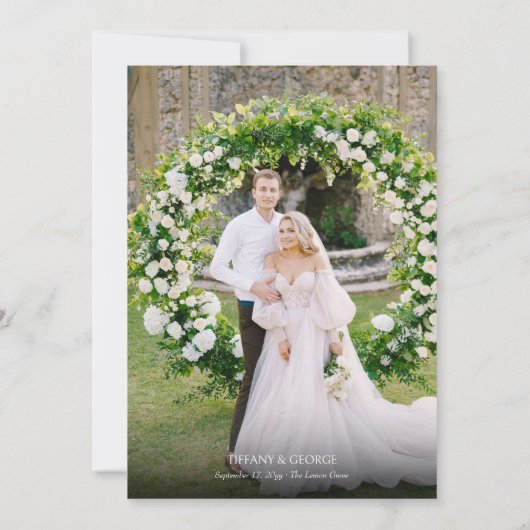 Handgeschriebene Hochzeit Danke Fotokarte (Rückseite)