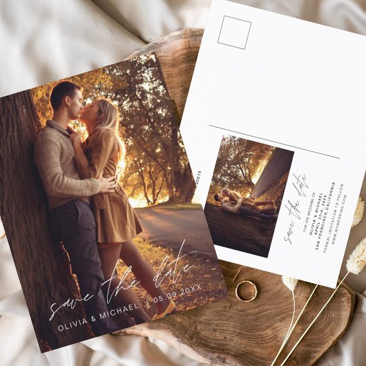 Handgeschriebene Hochzeit Speichern Sie das Date-F Postkarte