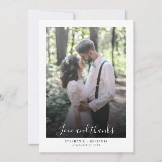 Handgeschriebene Hochzeit von Foto Script Dankeskarte (Vorderseite)