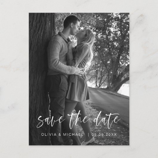 Handgeschriebene Hochzeiten Speichern Sie das Date Postkarte (Vorderseite)