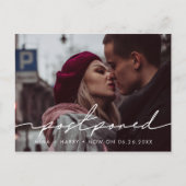 Handgeschriebene Hochzeitsankündigung verschoben Postkarte (Vorderseite)