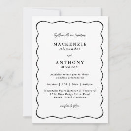 Handgeschriebene Hochzeitshöhe mit schwarzer Seebr Einladung