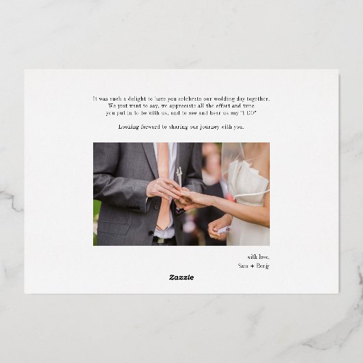 Handgeschriebene Hochzeitstiefel Foto Dankeschön K Folieneinladung (Rückseite)