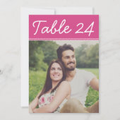 Handgeschriebene Hot-Pink-Hochzeitsstift-Foto-Tisc Einladung (Vorderseite)