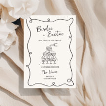 Handgeschriebene Illustrierte Champagner Tower Wed