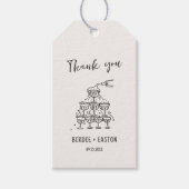 Handgeschriebene Illustrierte Champagner Tower Wed Geschenkanhänger (Vorderseite)