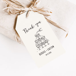 Handgeschriebene Illustrierte Champagner Tower Wed Geschenkanhänger