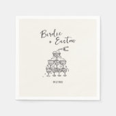 Handgeschriebene Illustrierte Champagner Tower Wed Serviette (Vorderseite)