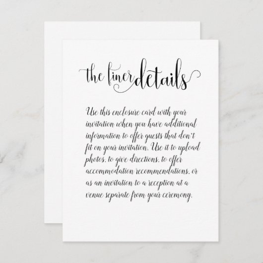 Handgeschriebene Kalligrafie Die schönsten Details Begleitkarte (Vorne/Hinten)