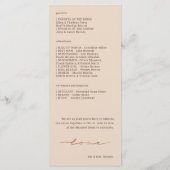 Handgeschriebene Kalligrafie Hochzeit Programm (Rückseite)