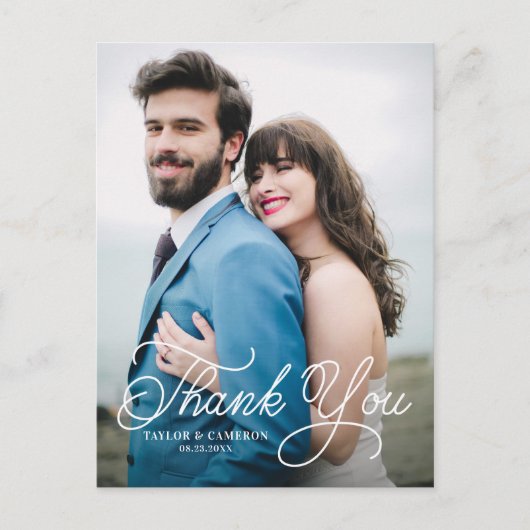 Handgeschriebene Kalligrafie-Hochzeit - vielen Dan Postkarte (Vorderseite)