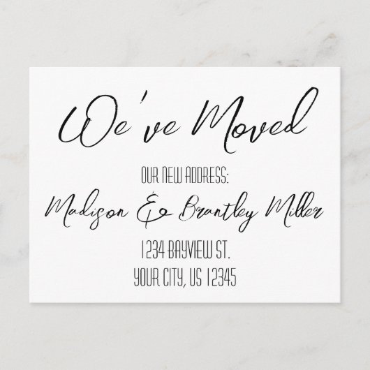 Handgeschriebene Kalligrafie - Neue Adresse Moving Postkarte (Vorderseite)