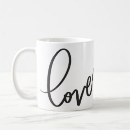 Handgeschriebene Kalligrafie-Schrift Liebe Kaffeetasse