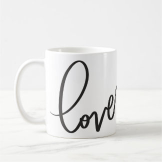 Handgeschriebene Kalligrafie-Schrift Liebe Kaffeetasse
