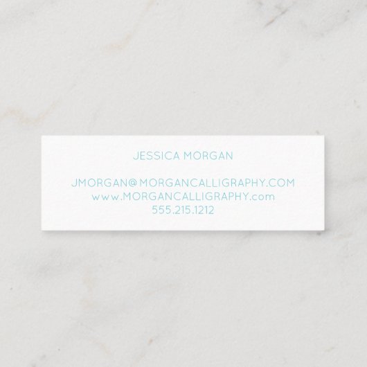 Handgeschriebene Kalligrafie White Script Business Mini Visitenkarte (Rückseite)