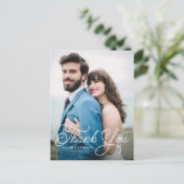Handgeschriebene Kalligraphie Hochzeit Vielen Dank Postkarte (Stehend Vorderseite)