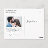 Handgeschriebene Kalligraphie Hochzeit Vielen Dank Postkarte (Rückseite)