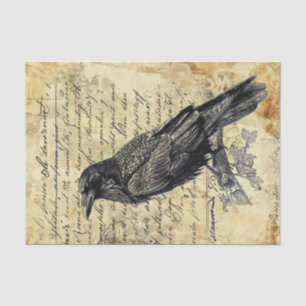Handgeschriebene Kalligraphie Vintag Raven Decoupa Seidenpapier