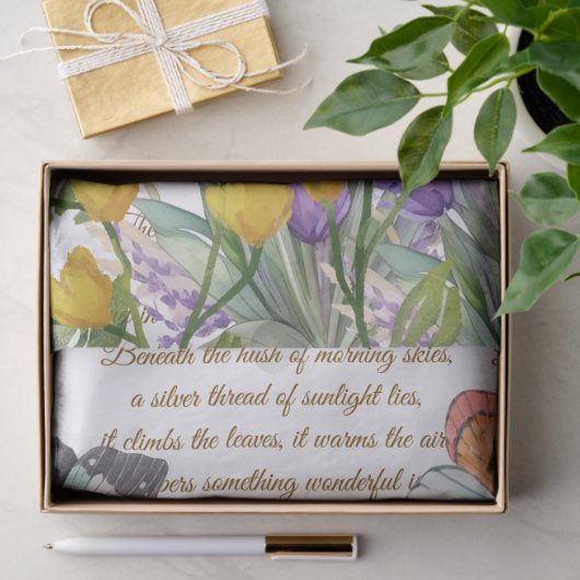 Handgeschriebene Kalligraphie weiß Moderne botanis Seidenpapier (Geschenk)