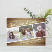 Handgeschriebene Klasse 2020 | 3 Fotos Rustikal Einladung (Stehend Vorderseite)