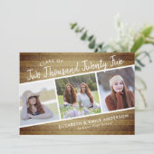 Handgeschriebene Klasse 2025 | 3 Fotos Rustikal Einladung (Stehend Vorderseite)