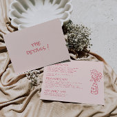 Handgeschriebene korallenfarbene Blumendetails Begleitkarte