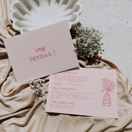 Handgeschriebene korallenfarbene Blumendetails Begleitkarte