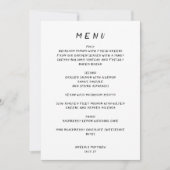 Handgeschriebene Lässige Whimsy White Wedding Menu Einladung (Vorderseite)