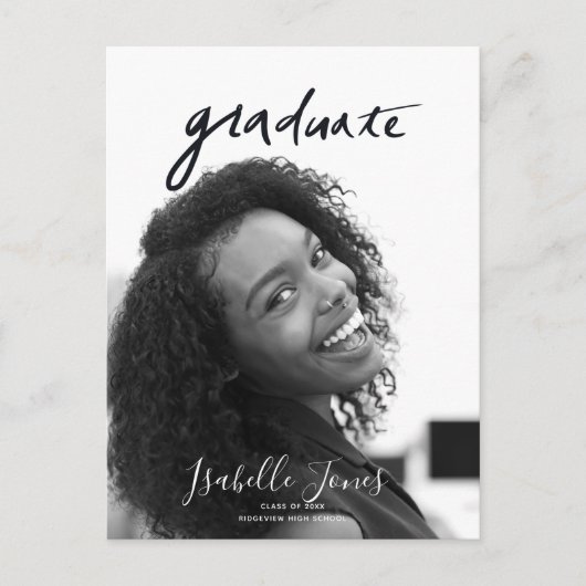 Handgeschriebene Letterings Minimalistischer Foto Ankündigungspostkarte (Vorderseite)