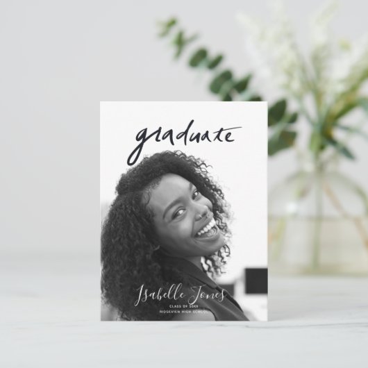 Handgeschriebene Letterings Minimalistischer Foto Ankündigungspostkarte (Stehend Vorderseite)