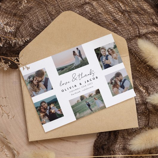 Handgeschriebene Liebe & Dank 6 Foto Hochzeit Dankeskarte