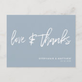 Handgeschriebene Liebe dank moderner Dusty Blue Postkarte (Vorderseite)