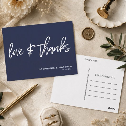 Handgeschriebene Liebe dank moderner Navy Blue Postkarte