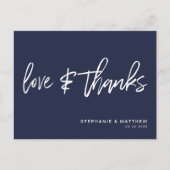 Handgeschriebene Liebe dank moderner Navy Blue Postkarte (Vorderseite)