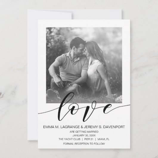 Handgeschriebene Liebe-Fotokarte | Einladung zur H (Vorderseite)