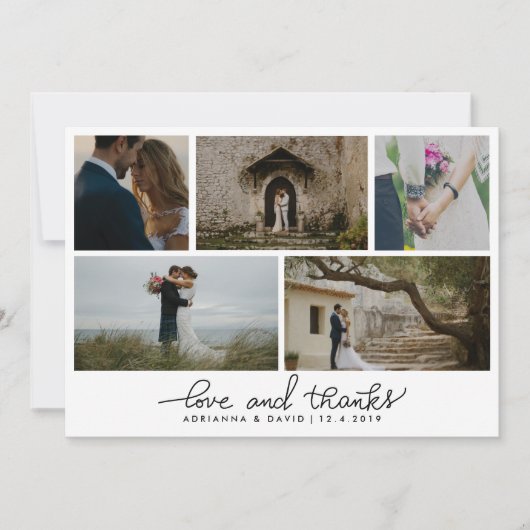 Handgeschriebene Liebe und Dank an Couple Foto Wed Dankeskarte (Vorderseite)