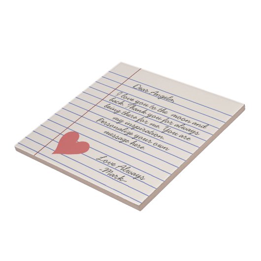 Handgeschriebene Lieben oder Mitteilungen für Note Fliese (Seite)