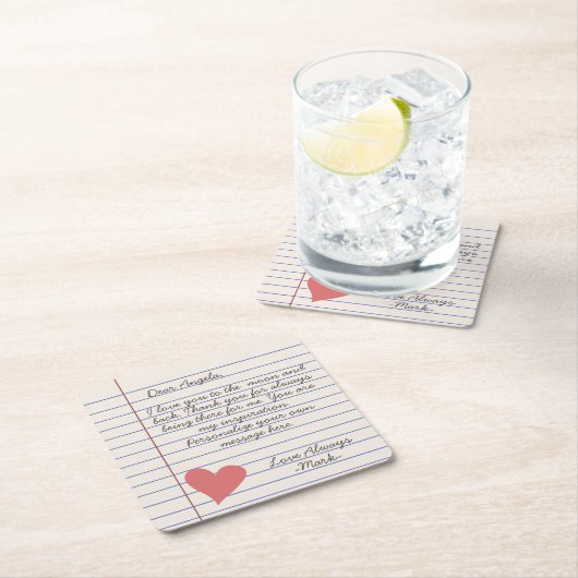 Handgeschriebene Lieben oder Mitteilungen für Note Rechteckiger Pappuntersetzer (Vor Ort)