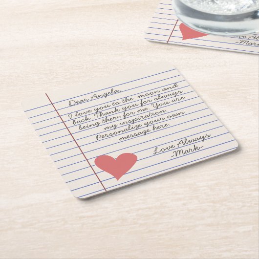 Handgeschriebene Lieben oder Mitteilungen für Note Rechteckiger Pappuntersetzer (angewinkelt)