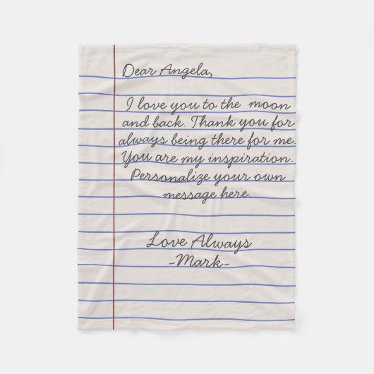 Handgeschriebene Lieben oder Nachrichten für Noteb Fleecedecke (Vorderseite)