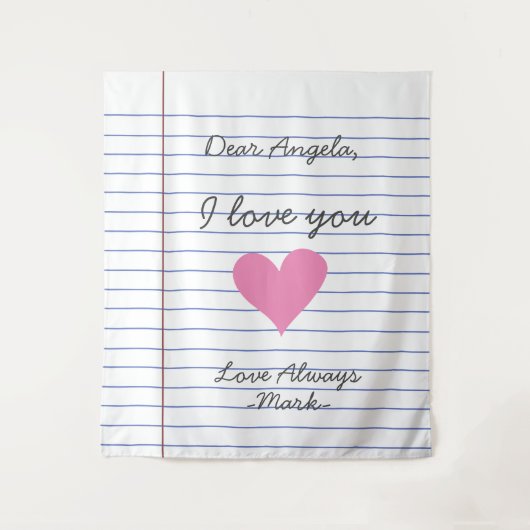 Handgeschriebene Lieben oder Nachrichten für Noteb Wandteppich (Vorderseite)