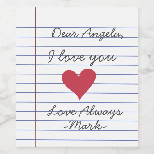 Handgeschriebene Lieben oder Nachrichten für Noteb Weinetikett (Einzelnes Label)