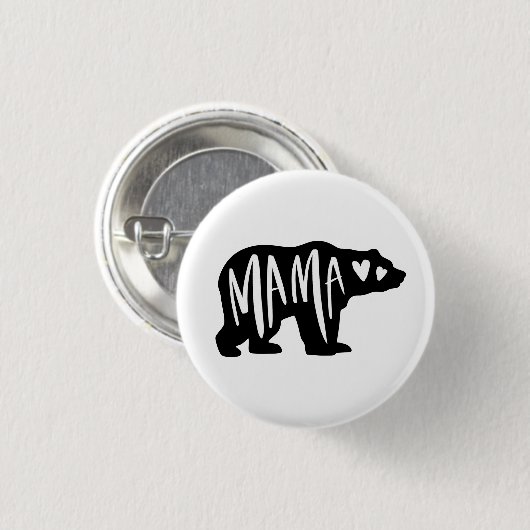 Handgeschriebene Mama Hand Drawn Hearts Bären Silh Button (Vorne & Hinten)
